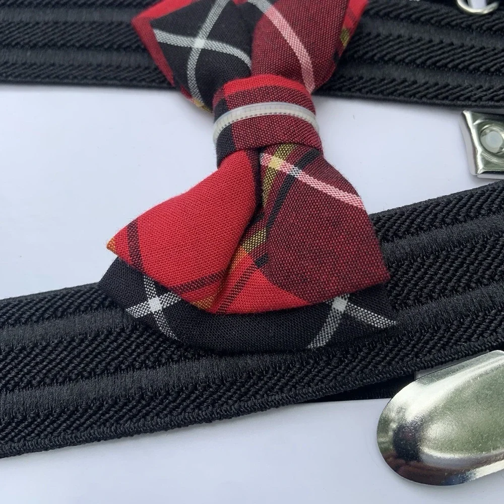 NWT The Children's Place Boys 12M - 5T black and Red. Bow Tie And Suspenders Set